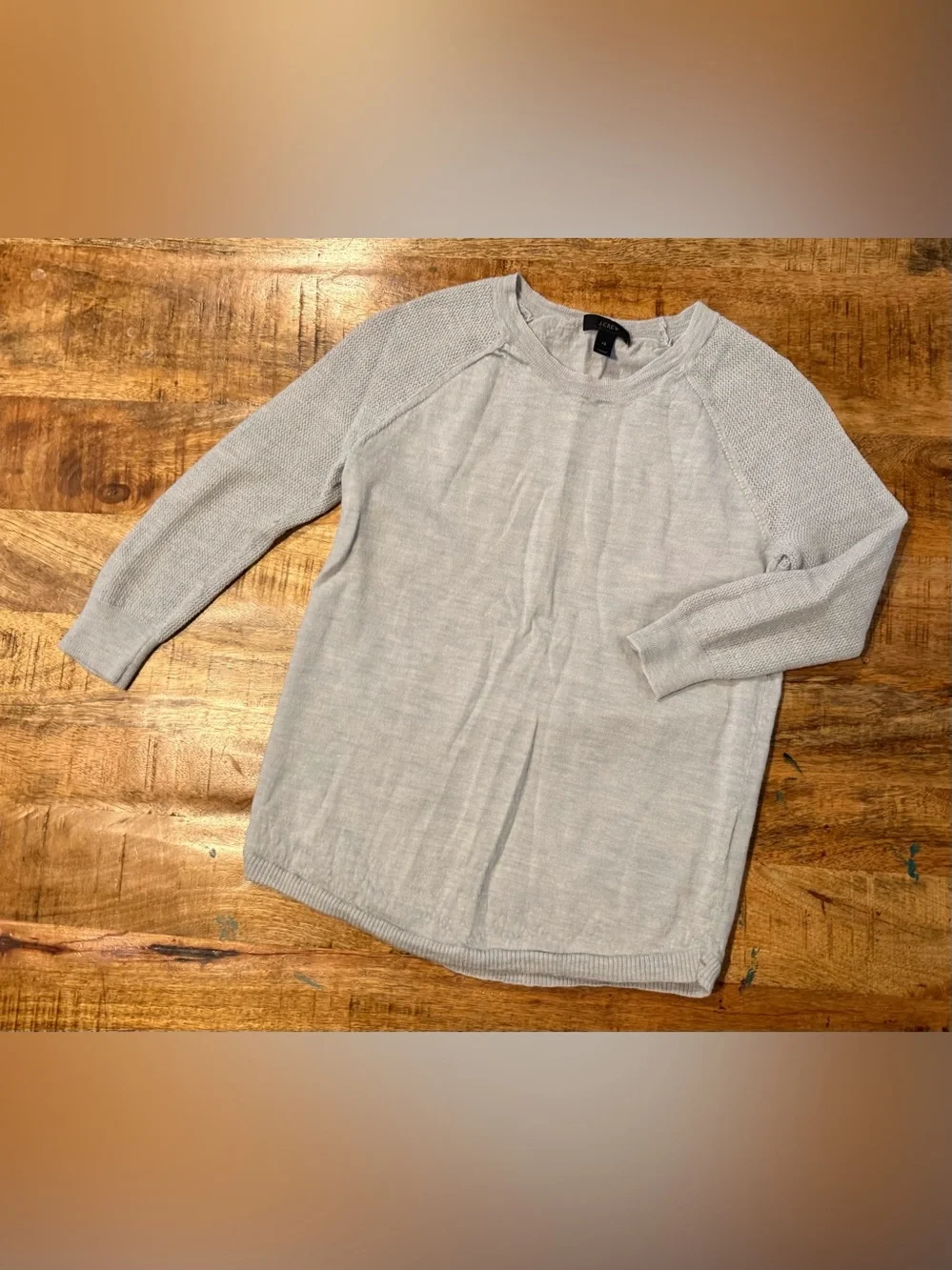 J.Crew Gray Lightweight Knit 3/4 Sleeve Sweater Top Size Small